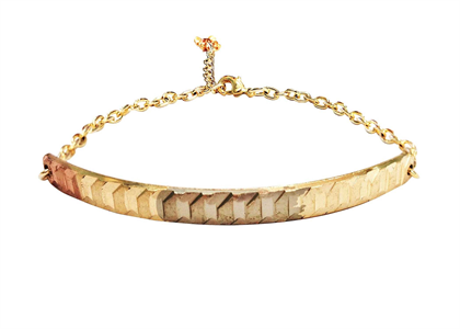 Three Color Tone Gold Plated Fashion Bangle Bracelet